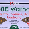 DK Decals 72053 P-40E Warhawk over Java, Australia (15x camo) 1/72