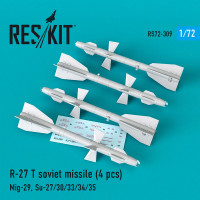 Reskit RS72-0309 R-27 T soviet missile (4 pcs) (Mig-29, Su-27/30/33/34/35) 1/72