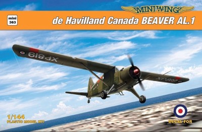 Miniwing Plastic MINI363 de Havilland Canada AL.1 Beaver / British Army Air Corps 1 kit boxed, 2 decal versions 1/144