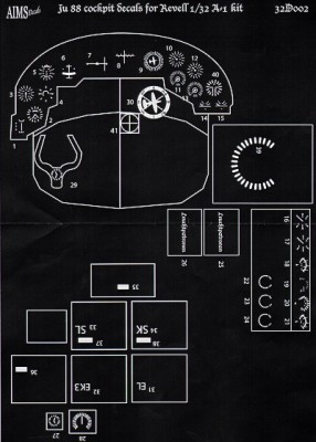 Aims AIMS32D002 Junkers Ju-88A-1 cockpit instrument details (designed to be used with Revell kits) 1/32