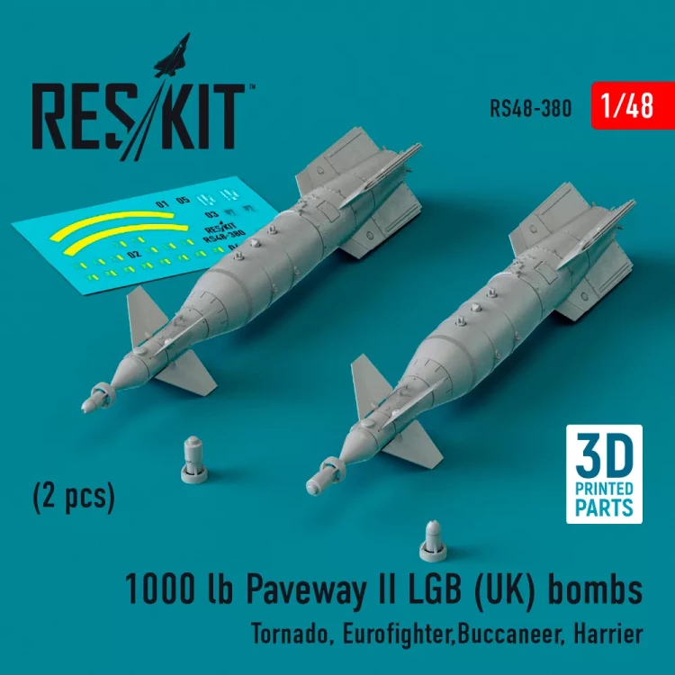 Reskit 48380 1000 lb Paveway II LGB (UK) bombs (2 pcs.) 1/48