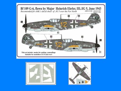 AML AMLM49007 Camo Маски Bf 109 G-6 Ehrler (for AMLD48029) 1/48