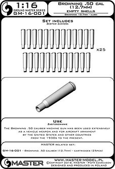 Master G16001 1/16 M1919 Browning .50 cal empty shells (25 pcs.)