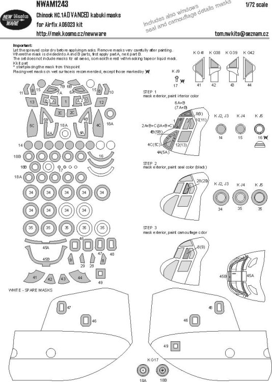 New Ware NWA-M1243 Mask Chinook HC.1 ADVANCED (AIRFIX) 1/72