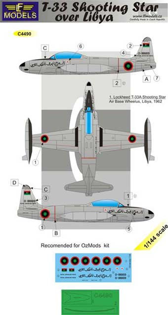 Lf Model C4490 Decals T-33A Shooting Star over Libya 1/144