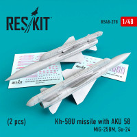 Reskit RS48-0278 Kh-58U missile with AKU 58 (2 pcs) (MiG-25BM, Su-24) ICM, Trumpeter 1/48