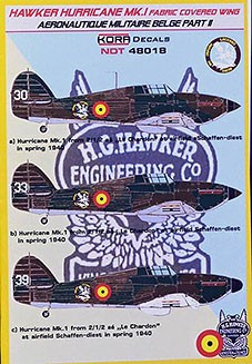 Kora Model NDT48018 Hawker Hurricane Mk.I Belgium Part 2 декали 1/48