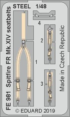 Eduard FE981 1/48 Spitfire FR Mk.XIV seatbelts STEEL (AIRF)