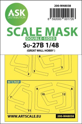 Art Scale 200-M48038 Sukhoi SU-27 Flanker B canopy frame paint masks (inside and outside) 1/48
