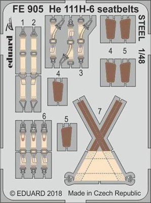 Eduard FE905 He 111H-6 seatbelts STEEL 1/48