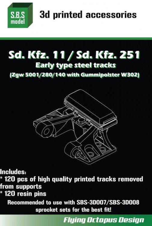 Sbs Model 3D010 Sd.Kfz.251 Early Pattern tracks (3D) 1/35