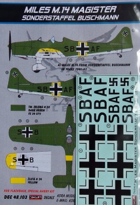 Kora Model DEC48103 M.14 Magister (Sonderstaff. Buschmann) декали 1/48