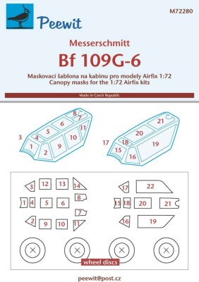 Peewit M72280 Canopy mask Bf 109G-6 (AIRFIX) 1/72
