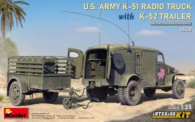 Miniart 35418 US Army K-51 Radio w/ K-52 Trailer, Inter.Kit 1/35