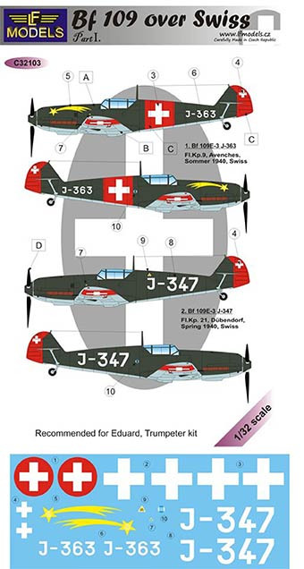 Lf Model C32103 Decals Bf 109 over Swiss (EDU/TRUMP) Part 1 1/32