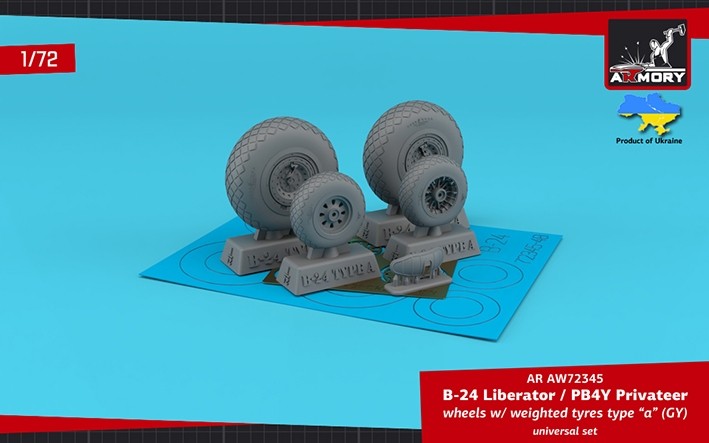 Armory ARAW72345 Consolidated B-24 Liberator / PB4Y Privateer wheels with weighted tyres type "a" 1/72