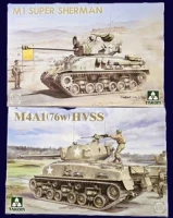 Takom 2205W BOX Американский танк M4A1(76W) HVSS + Израильский танк M1 SUPER SHERMAN+ фигура танкиста армии США с пулеметом Brauning 1/35