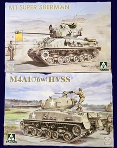 Takom 2205W BOX Американский танк M4A1(76W) HVSS + Израильский танк M1 SUPER SHERMAN+ фигура танкиста армии США с пулеметом Brauning 1/35
