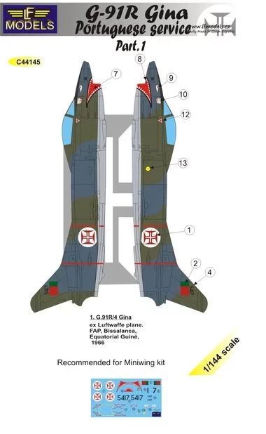 Lf Model C44145 Decals G-91R Gina Portuguese service Pt.I 1/144