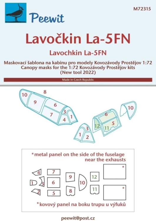 Peewit M72315 Canopy mask Lavochkin La-5FN (KP, 2022) 1/72