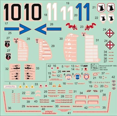 HM Decals HMD-48028 1/48 Decals Bf 109F,G JABO units (incl. stencils)