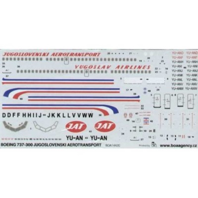 BOA Decals 14420 Boeing 737-300 Jugoslov.aerotransport 1/144