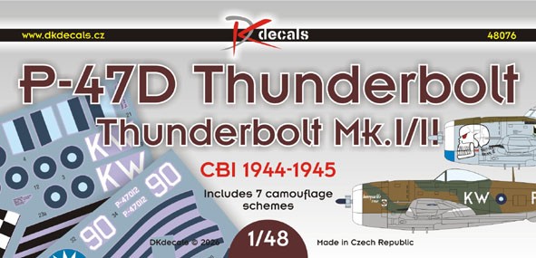 Dk Decals 48076 P-47D Thunderbolt CBI 1944-45 (7x camo) 1/48