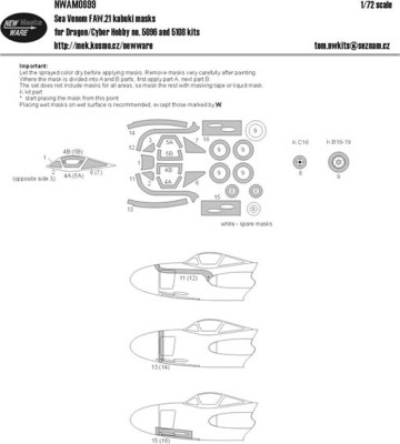 New Ware NWA-M0699 1/72 Mask Sea Venom FAW.21 (DRAG/CYBER H.)