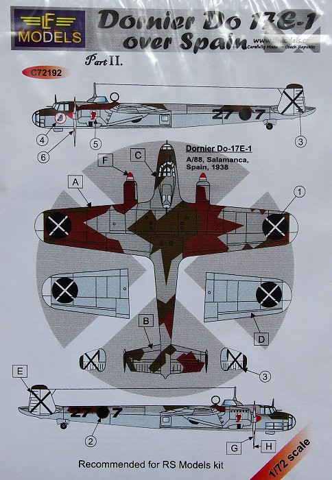 LF Model C72192 Decals Dornier Do 17E-1 over Spain - part II 1/72