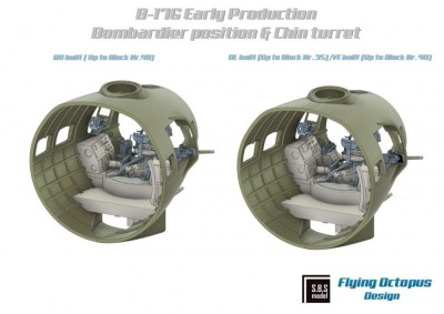 Sbs Model 48083 B-17G Early - Bombardier posit. &amp; Chin turret 1/48