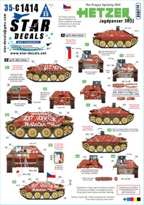 Star Decals 35-C1414 Hetzer - Jagdpanzer 38(t).The Prague Uprising 1945 # 1. The Prague Uprising was an attempt by the Czech resistance movement to liberate the city from the Germans in May 1945 1/35