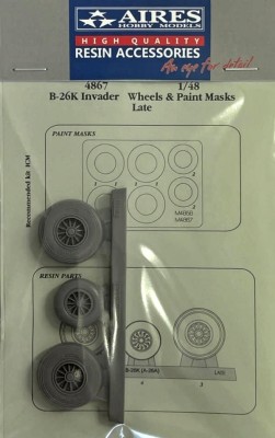 Aires 4867 B-26K Invader late wheels &amp; paint masks (ICM) 1/48