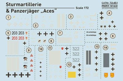 Print Scale C72451 Sturmartillerie and Panzerjager Aces (decal) 1/72