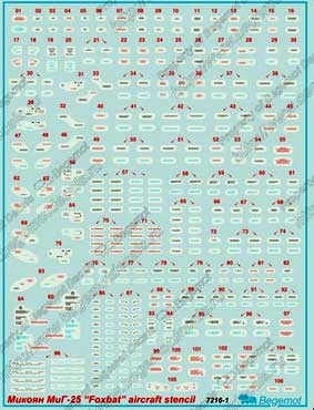 Begemot Decals 72-016 Микоян МиГ-25 технические надписи 1/72