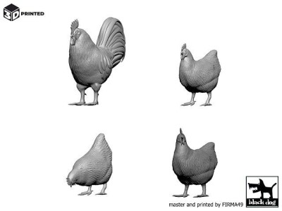 Black Dog 3D35022 Rooster and hens (1+3 pcs) 1/35