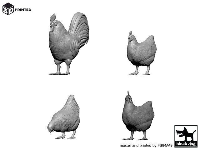 Black Dog 3D35022 Rooster and hens (1+3 pcs) 1/35