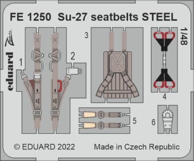 Eduard FE1250 Su-27 seatbelts STEEL (G.W.H.) 1/48
