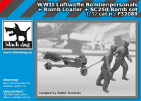 Black Dog F32088 Luftw. WWII personel+bomb loader+SC250 Set 1/32