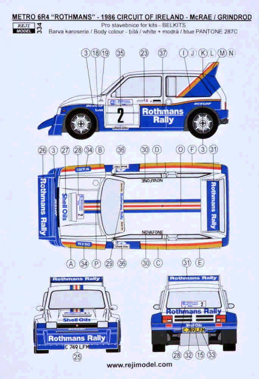 Reji Model M334 MG Metro 6R4 Rothmans Rallye Team 1986 1/24
