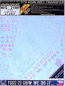 HGW 272021 Decals + stencils MiG-21MF (EDU) 1/72