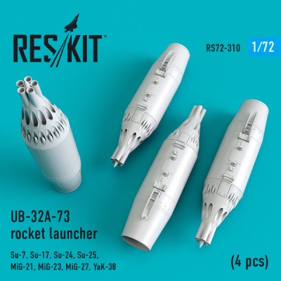 Reskit RS72-0310 UB-32A-73 rocket launcher (4 pcs) (Su-7,Su-17,Su-24,Su-25,MiG-21,MiG-23,MiG-27,YaK-38) 1/72