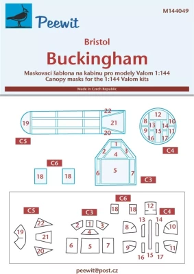 Peewit M144049 Canopy mask Bristol Buckingham (VALOM) 1/144