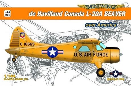 Miniwing Plastic MINI364 de Havilland Canada L-20A Beaver over America 1 kit boxed, 2 decal versions, canopy mask 1/144