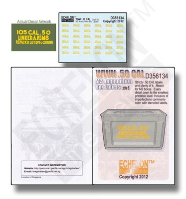 Echelon FD D356134 WWII .50 CAL ammo box labels (5) 1/35