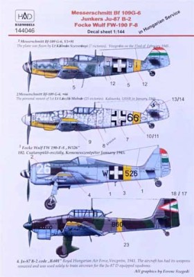 HAD 144046 Decal Bf 109G-6,Ju-87 B-2, Fw-190 F-8 Part 1 1/144