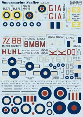 Print Scale 72-152 Supermarine Seafire Wet decal 1/72