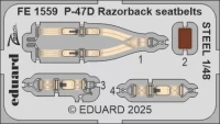 Eduard FE1559 P-47D Razorback seatbelts STEEL (MINA) 1/48