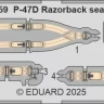 Eduard FE1559 P-47D Razorback seatbelts STEEL (MINA) 1/48