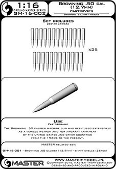 Master G16002 1/16 M1919 Browning .50 cal cartridges (25 pcs.)