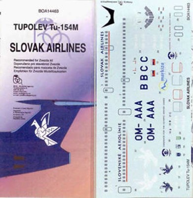 BOA Decals 14463 Tupolev Tu-154M Slovak Airlines 1/144